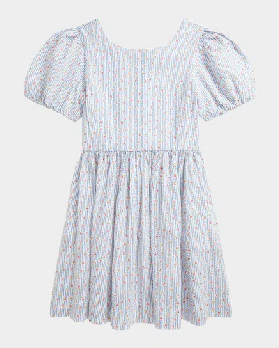 POLO RALPH LAUREN GIRL'S STRIPED FLORAL-PRINT SEERSUCKER DRESS