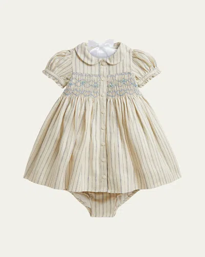 Polo Ralph Lauren Kids' Girl's Striped Linen-cotton Dress & Bloomers Set In Neutral