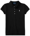 Polo Ralph Lauren Navy Cotton Polo Shirt With Logo In Polo Black