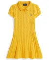 Polo Ralph Lauren Girls 2t-6x Cable Short-sleeve Sweater Dress In Yellow