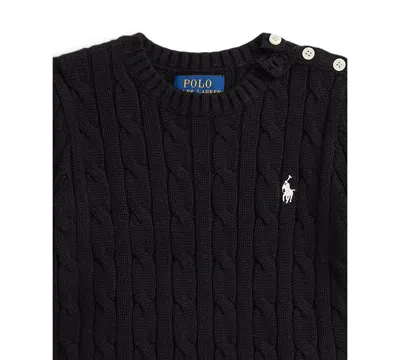 Polo Ralph Lauren Kids' Girls 2t-6x Crewneck Cable Knit Sweater In Black