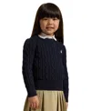 Polo Ralph Lauren Girls 2t-6x Crewneck Cable Knit Sweater In Blue