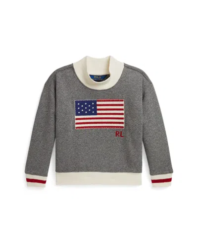 POLO RALPH LAUREN GIRLS 2T-6X FLAG MOCK NECK SWEATSHIRT