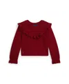 Polo Ralph Lauren Ralph Lauren Ruffled Cotton-modal Top In Burgundy