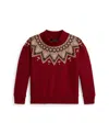 Polo Ralph Lauren Girls 7-16 Fair Isle Boxy Long Sleeve Sweatshirt In Brown