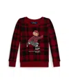 Polo Ralph Lauren Ralph Lauren Plaid Polo Bear Fleece Sweatshirt In Red