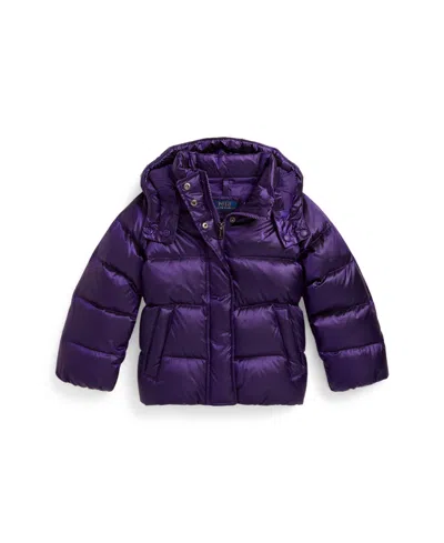 Polo Ralph Lauren Kids' Girls 2t-6x Metallic Long Sleeves Hooded Jacket In Purple