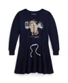Polo Ralph Lauren Cotton Blend Dress With Polo Bear Print In Blue