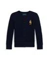 Polo Ralph Lauren Ralph Lauren Polo Bear Mini-cable Cotton Cardigan In Blue