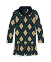 Polo Ralph Lauren Ralph Lauren Argyle Stretch Mesh Polo Dress In Green