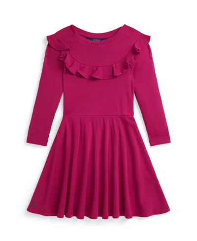 Polo Ralph Lauren Kids' Girls 2t-6x Ruffled Long Sleeve Dress In Pink