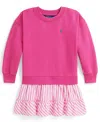 Polo Ralph Lauren Ralph Lauren Striped-skirt Loopback Fleece Dress In Pink