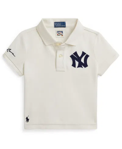 Polo Ralph Lauren Kids' Girls' 2t-6x Two-button Placket Yankees Polo Shirt In Neutral