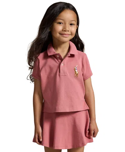 Polo Ralph Lauren Kids' Girls' 2t-6x Boxy Big Pony Short-sleeve Polo Shirt In Pink