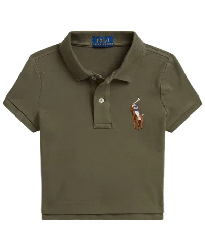 Polo Ralph Lauren Kids' Girls' 2t-6x Boxy Big Pony Short-sleeve Polo Shirt In Green