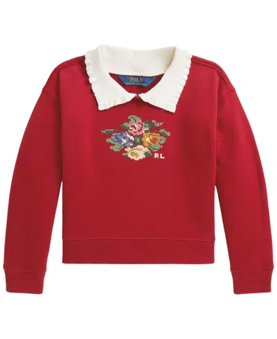 Polo Ralph Lauren Kids' Girls' 2t-6x Collared Fleece Sweatshirt In Red