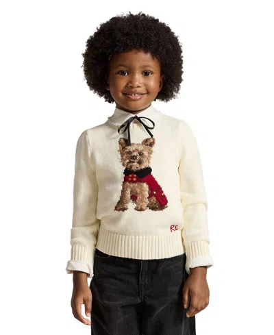 Polo Ralph Lauren Kids' Girls' 2t-6x Dog Cotton Sweater In Multi