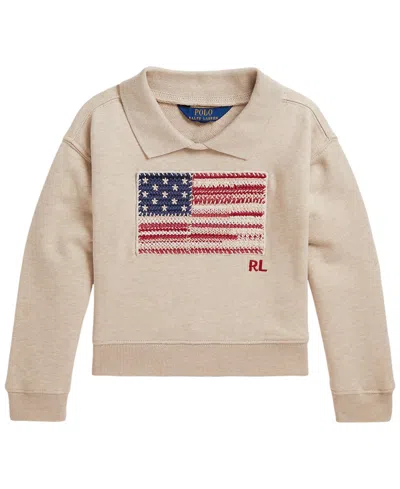 Polo Ralph Lauren Kids' Girls' 2t-6x Flag Terry Long-sleeve Sweatshirt In Multi