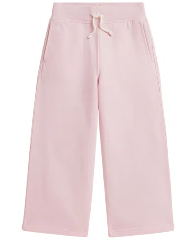 Polo Ralph Lauren Kids' Girls' 2t-6x Fleece Wide-leg Sweatpants In Hint Of Pink