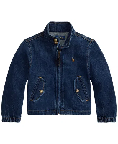 Polo Ralph Lauren Kids' Girls' 2t-6x Indigo Denim Mockneck Jacket In Blue