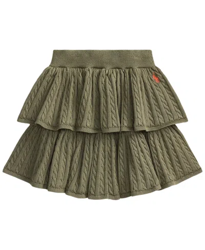 Polo Ralph Lauren Kids' Girls' 2t-6x Mini-cable Tiered Cotton Skirt In Green