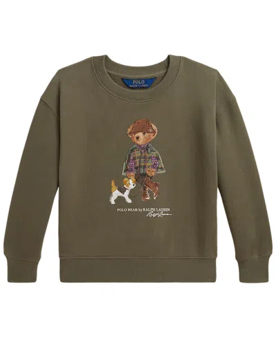 Polo Ralph Lauren Kids' Girls' 2t-6x Polo Bear Long-sleeve Sweatshirt In Green