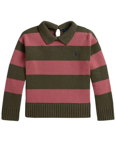 Polo Ralph Lauren Kids' Girls' 2t-6x Striped Long-sleeve Polo Sweater In Multi