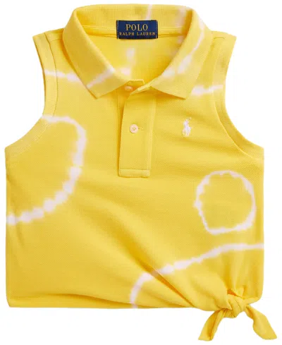 Polo Ralph Lauren Kids' Girls' 2t-6x Tie-dye Mesh Boxy Polo Shirt In Yellow