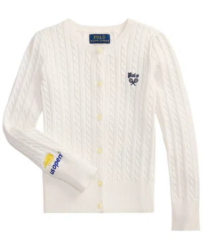 Polo Ralph Lauren Kids' Girls' 2t-6x Us Open Long-sleeve Sweater In White