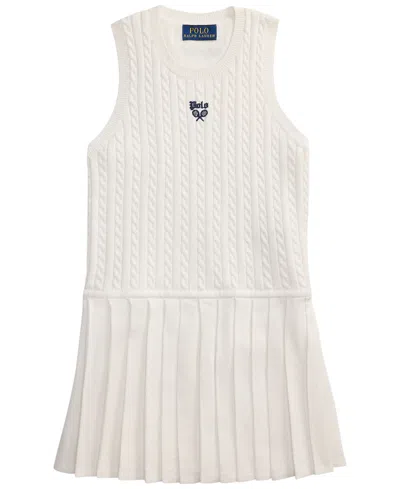 Polo Ralph Lauren Kids' Girls' 2t-6x Us Open Sleeveless Sweater Dress In White