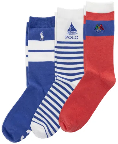 Polo Ralph Lauren Kids' Girls' 4-11 Assorted Crew Socks, 3-pack In Multi