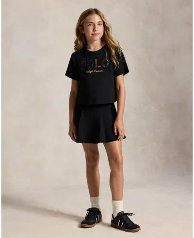 Polo Ralph Lauren Kids' Girls' 4-16 Tennis Stretch-mesh Pull-on Skort In Black
