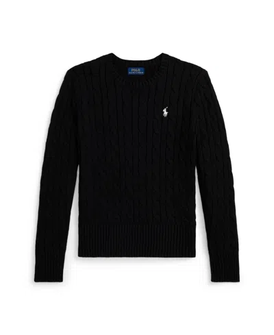 Polo Ralph Lauren Kids' Girls 7-16 Cable-knit Crewneck Sweater In Black
