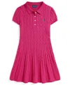 Polo Ralph Lauren Girls 7-16 Cable-knit Short-sleeve Sweater Dress In Pink