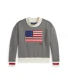 Polo Ralph Lauren Girls 7-16 Flag Mock Neck Sweatshirt In Gray