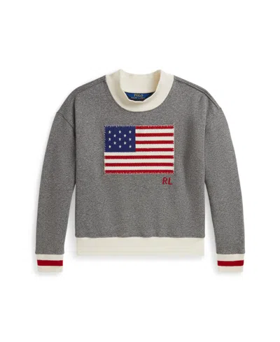 POLO RALPH LAUREN GIRLS 7-16 FLAG MOCK NECK SWEATSHIRT
