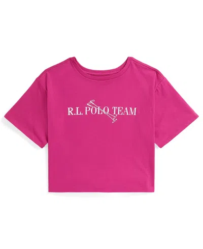 Polo Ralph Lauren Kids' Girls 7-16 Graphic Printed Boxy Short-sleeve T-shirt In Pink