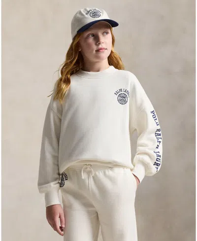 Polo Ralph Lauren Kids' Girls 7-16 Logo Crest Crewneck Sweatshirt In White