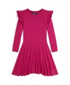 Polo Ralph Lauren Girls 7-16 Long Sleeves Ruffled Ribbed Dress In Pink