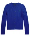 Polo Ralph Lauren Girls 7-16 Mini-cable Long-sleeve Cardigan Sweater In Blue