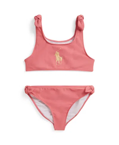 Polo Ralph Lauren Kids' Girls' 7-16 Scoop Neck Bikini Top And Bottom, 2-piece Set In Pink