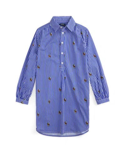 Polo Ralph Lauren Kids' Girls' 7-16 Striped Long-sleeve Shirt Dress In Blue