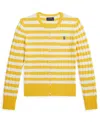 Polo Ralph Lauren Girls 7-16 Striped Mini-cable Cardigan In Yellow