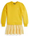 Polo Ralph Lauren Ralph Lauren Striped-skirt Loopback Fleece Dress In Yellow