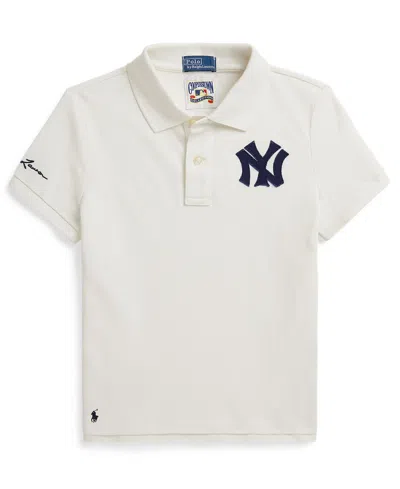 Polo Ralph Lauren Kids' Girls' 7-16 Two-button Placket Yankees Polo Shirt In White