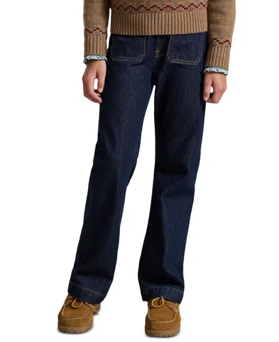 Polo Ralph Lauren Kids' Girls' 7-16 Logo Flared Denim Jeans In Blue