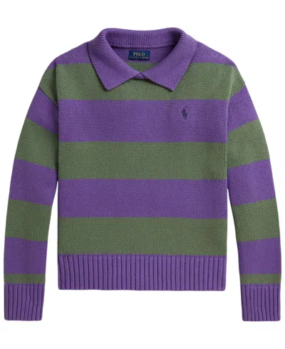 Polo Ralph Lauren Kids' Girls' 7-16 Long-sleeve Polo Sweater In Purple