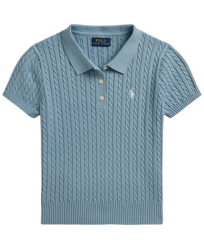 Polo Ralph Lauren Kids' Cable-knit Polo Top In Blue