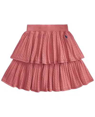 Polo Ralph Lauren Kids' Girls' 7-16 Mini-cable Tiered Cotton Skirt In Canvas Pink