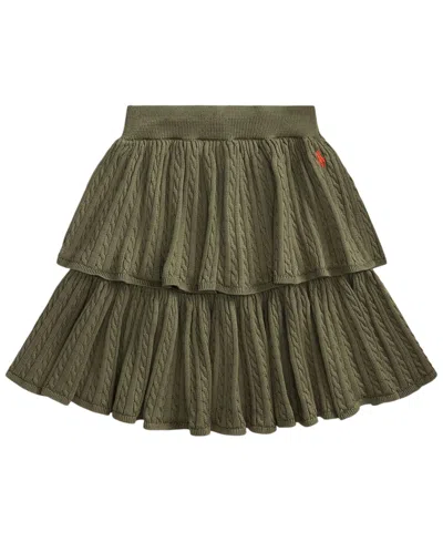 Polo Ralph Lauren Kids' Girls' 7-16 Mini-cable Tiered Cotton Skirt In Green